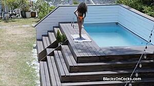 oh man this black bikini bimbo's classy mouth devours my thick monster cock so deep