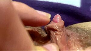 Huge clit throbs massively under fingers in extreme close-up jerk to squirting orgasm