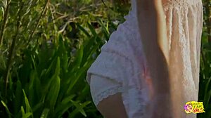 these two lesbians sprint through the field then lick pussies outdoors