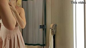 Blonde Flashes Naked Tits in Transparent Mall Try-On Haul!