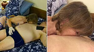 granny carmen gags on cock deepthroat swallows cum like slut