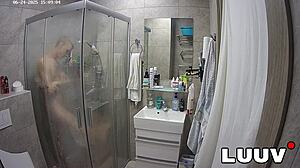 kareflore and abbadon flash natural tits in homemade shower exhibition for luuv couple reality fans