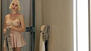 Blonde Flashes Naked Tits in Transparent Mall Try-On Haul!