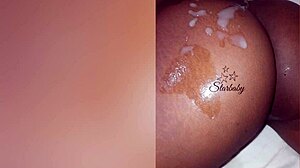 curvy starbaby flashes fat pussy and ass then takes cumshot craving creampie load