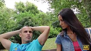 hunt4k guy fingers and licks stranger's wife before fucking her for cash in mall