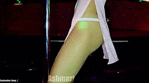 hairy pussy babe dances legs spread in sexy club striptease