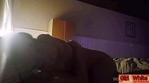 Young stepsister's hairy pussy orgasms on stepdad's cock in taboo spooning ride