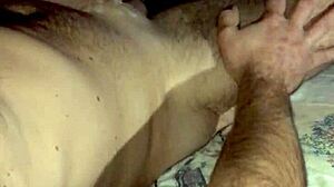 cum covered monster cock jerked off in bedroom nighttime explosion!!