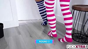 tiny violet gems and venus vixen lose the game 😩 now deepthroating cock hard!!