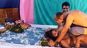 desi girlfriend gets anal creampie in 3some with hanif mst sumona and manik mia