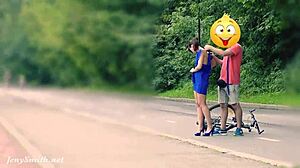 jeny strips naked in heels on street caught by hidden cam spying