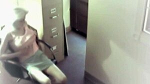 Busty blonde office babe rams dildo deep in her spying solo pussy at work