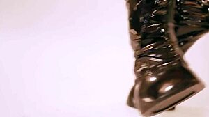 one trick pony struts in latex heels