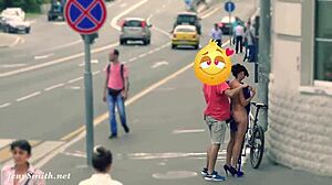 jeny strips naked in heels on street caught by hidden cam spying