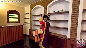 ZNE Cosplay Megumin Takes Waifus Juice Monster Cock Creampie!