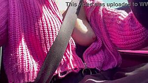 Artemisia Love flashes juicy big tits driving around horny Italian milf vibes 😍🚗💦