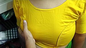 Busty Desi Housewife Savoring Intense Boob Squeeze