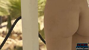 perky big tits blonde euro model strips and shows shaved pussy