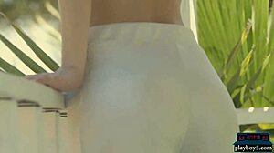 perky big tits blonde euro model strips and shows shaved pussy