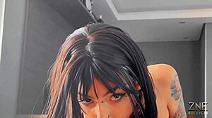 Brunette Milf in Fishnets Gapes on Two Monster Cocks Doggystyle