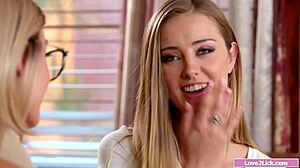 Blonde Teen Scissors and Fingers Classmate to Wild Orgasm After School!