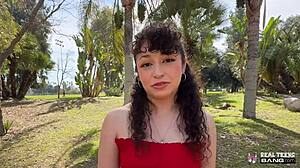 watch this curly haired pixie get fucked hard outdoors!