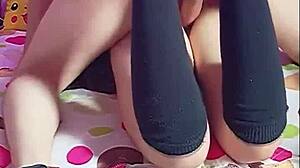 Cute Mexican Gamer Girl in Schoolgirl Cosplay Cums Hard on Online Class