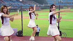 damn these sexy baseball cheerleaders dancin with perfect bodies got me sweatin