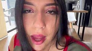 hot latina roommate falls for halloween trick riding BIG COCK cowgirl to cumshot