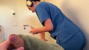 nurse's massage turns into deepthroat blowjob and cumshot