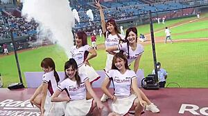 damn these sexy baseball cheerleaders dancin with perfect bodies got me sweatin