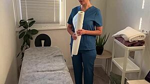 nurse's massage turns into deepthroat blowjob and cumshot