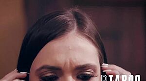 Marley Brinx fingers wet pussy while daddy roleplays uncle licking tits before massive facial blast