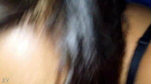 Ebony babe sucks black cock hard in the car