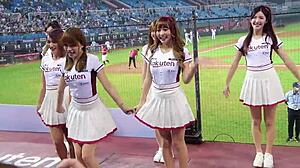 damn these sexy baseball cheerleaders dancin with perfect bodies got me sweatin