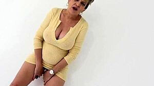Busty mature British granny Sonia spews dirty talk for your jerk off instructions
