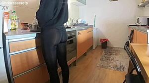 athletic girl stretches in tight leggings outdoors casually