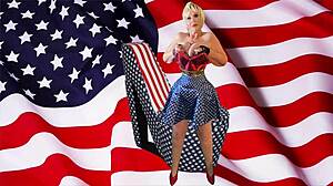 granny carmen vibes her pussy hard on us flag day till she cums loud