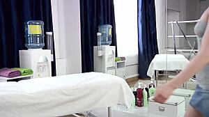 blonde luba tattoos up while massaging and sucking dick