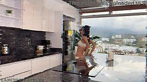 Belinda Pink squirts milk during her first interracial double penetration with two monster cocks