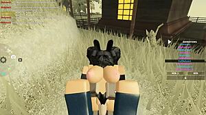 big ass bunny whore deepthroats then takes doggystyle cum