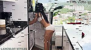 Belinda Pink squirts milk during her first interracial double penetration with two monster cocks