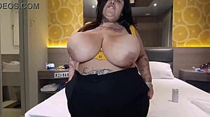 Bold BBW Mary Jhuana Flashes Bedroom Pierced Nipples Huge Tits Belly