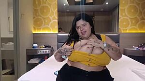 Bold BBW Mary Jhuana Flashes Bedroom Pierced Nipples Huge Tits Belly