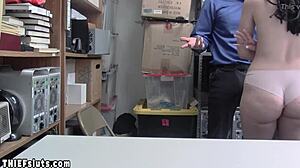dirty cop rams monster cock into timid teen shoplifter's shaved pussy