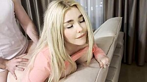 blonde cleaning lady in leggings rides cock then takes that creampie deep in her tight pussy
