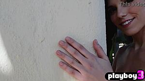 damn this sexy hippie teen elena generi with small tits and perfect booty strips naked for playboy