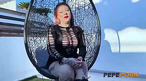 Angie Babydoll's Doll Face Mature Latina Rides Big Black Cock Hard