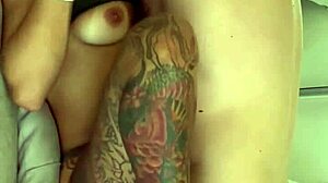 Skinny tattooed latina babe gives sloppy rimjob deepthroat then takes hardest anal pound ever backstage