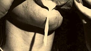 Vintage bisexual babe sucks two cocks in secret threesome